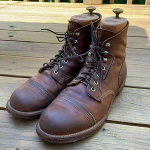 Men's Red Wing Iron Ranger Brown Leather Boots, Copper.